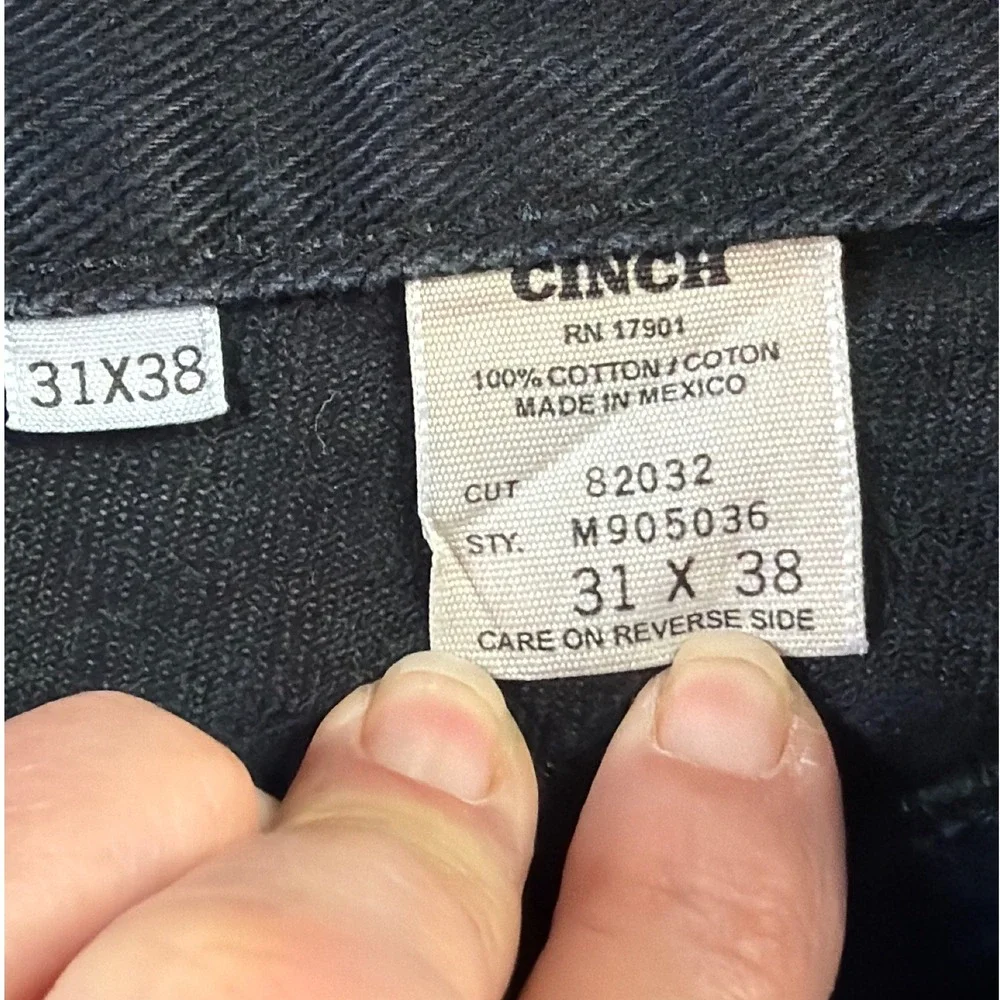VTG Cinch Green Label Jeans Mens 31x38 Black Denim Straight Leg Western M905036